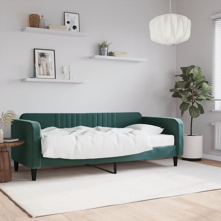 daybed med madras 90x200 cm velour mørkegrøn