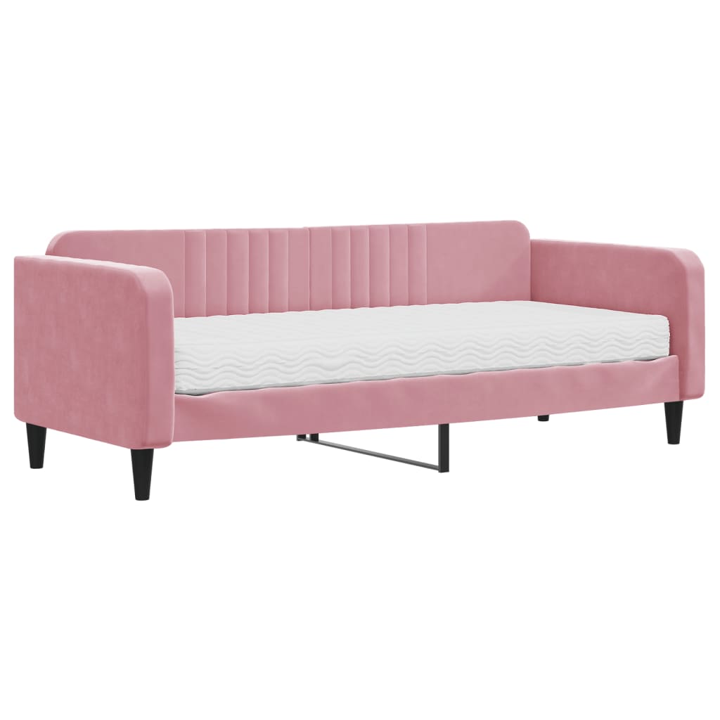 daybed med madras 90x200 cm velour pink
