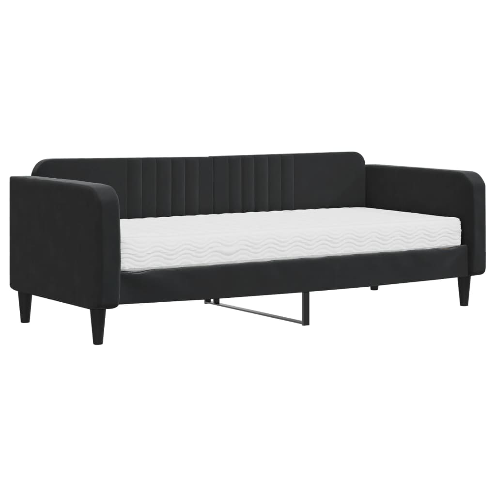 daybed med madras 90x200 cm velour sort
