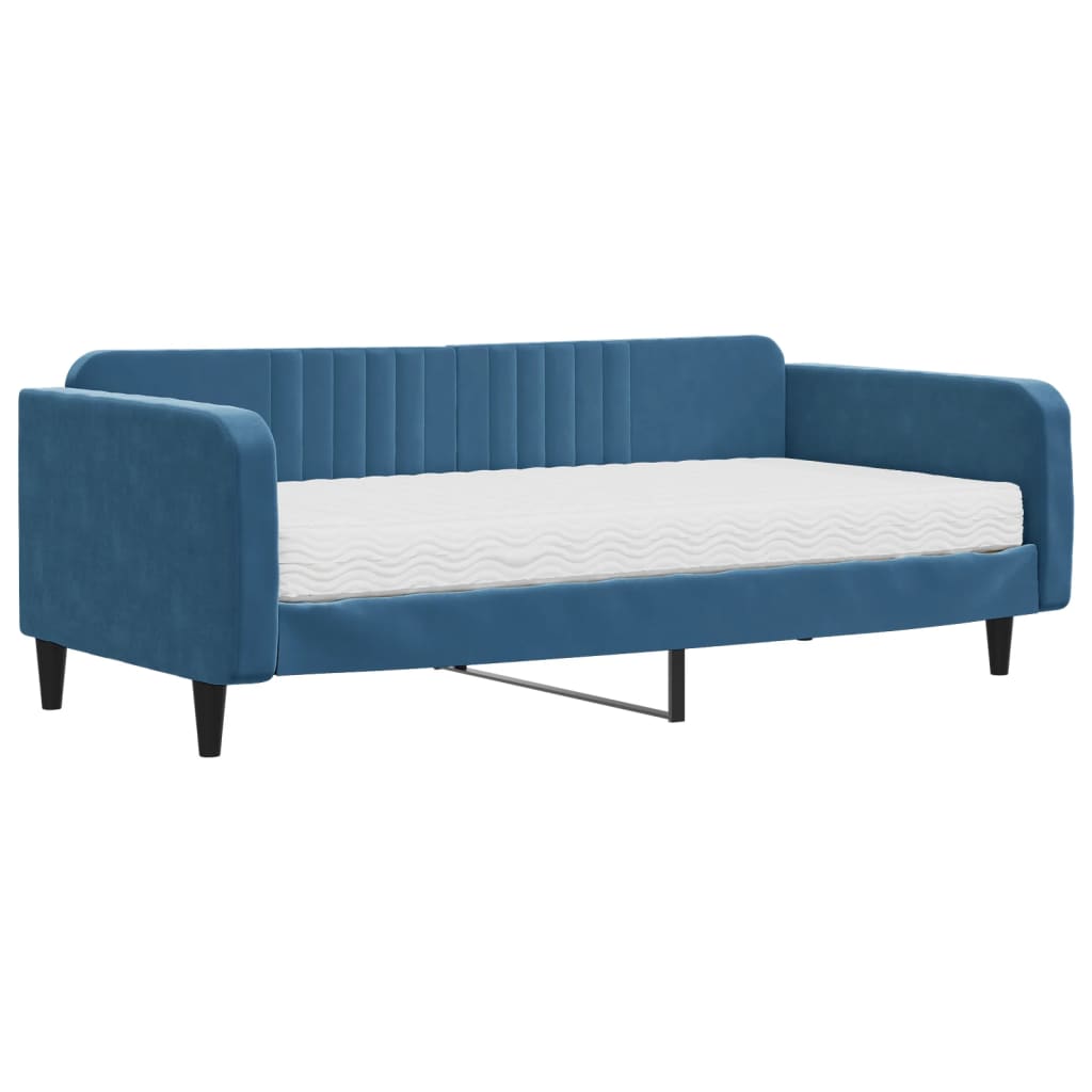 daybed med madras 100x200 cm velour blå