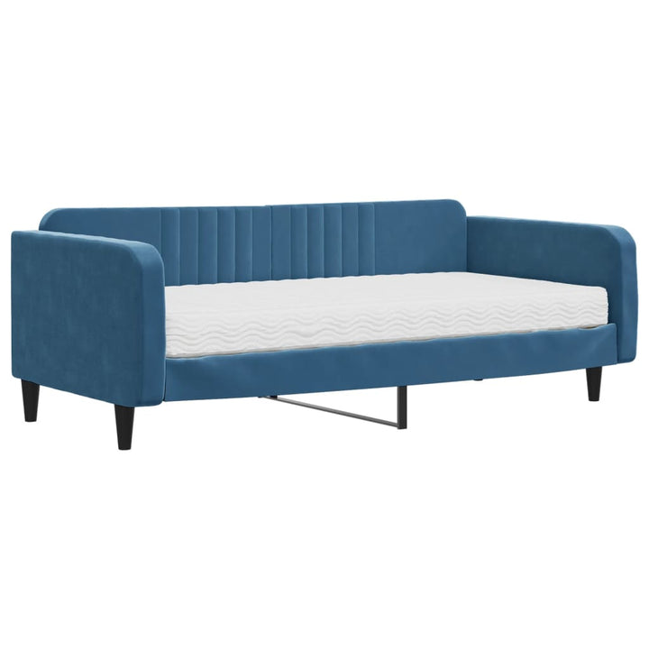 daybed med madras 100x200 cm velour blå