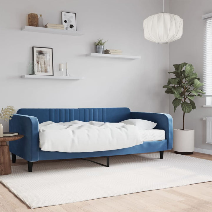daybed med madras 100x200 cm velour blå