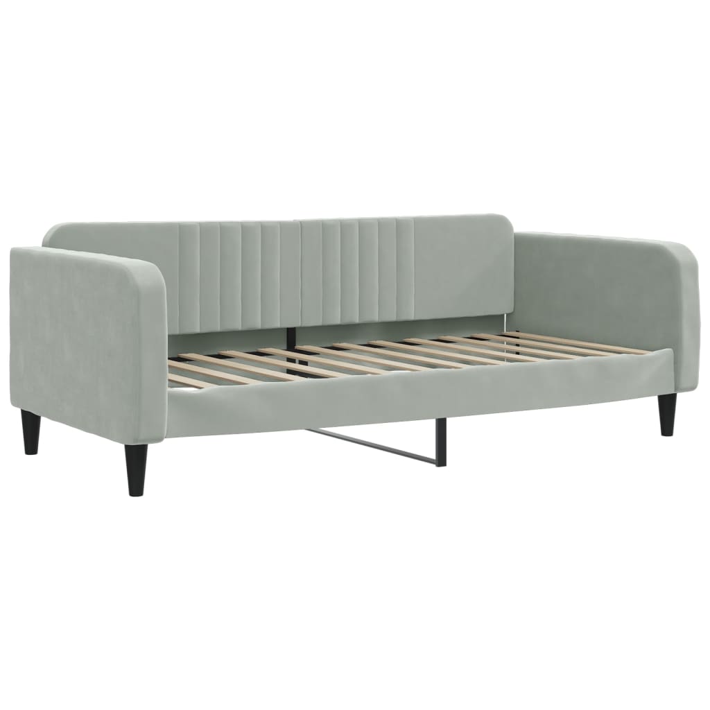 daybed med madras 100x200 cm velour lysegrå