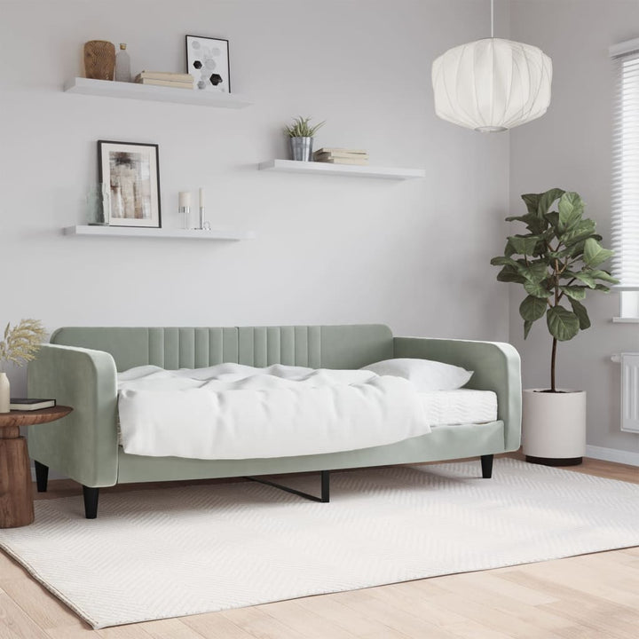 daybed med madras 100x200 cm velour lysegrå
