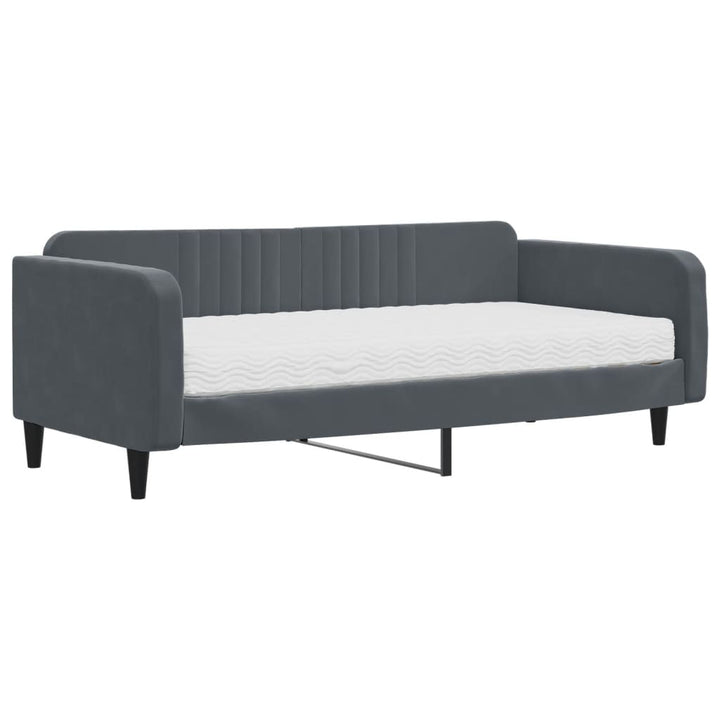 daybed med madras 100x200 cm velour mørkegrå