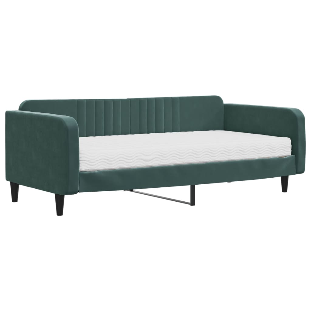 daybed med madras 100x200 cm velour mørkegrøn