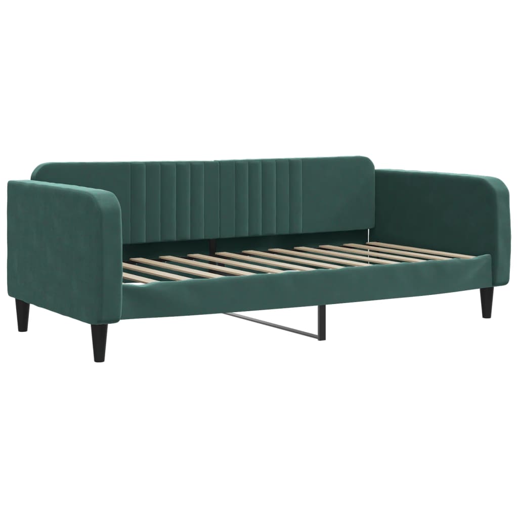 daybed med madras 100x200 cm velour mørkegrøn