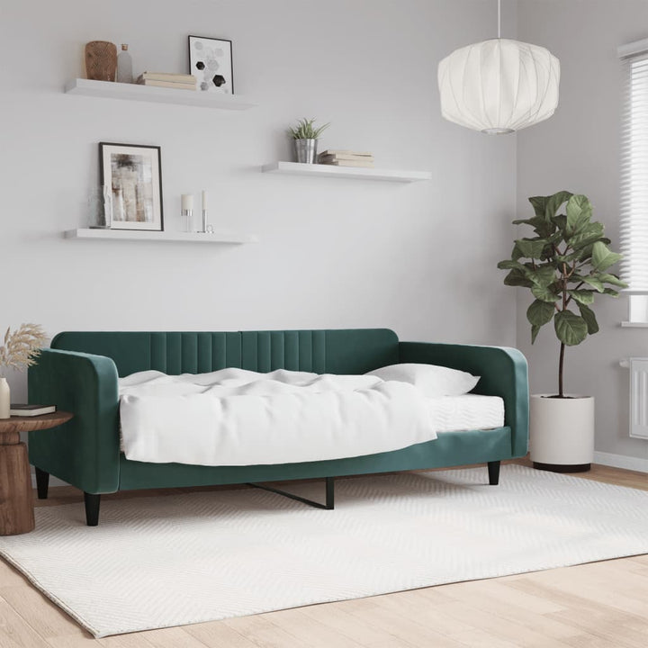 daybed med madras 100x200 cm velour mørkegrøn