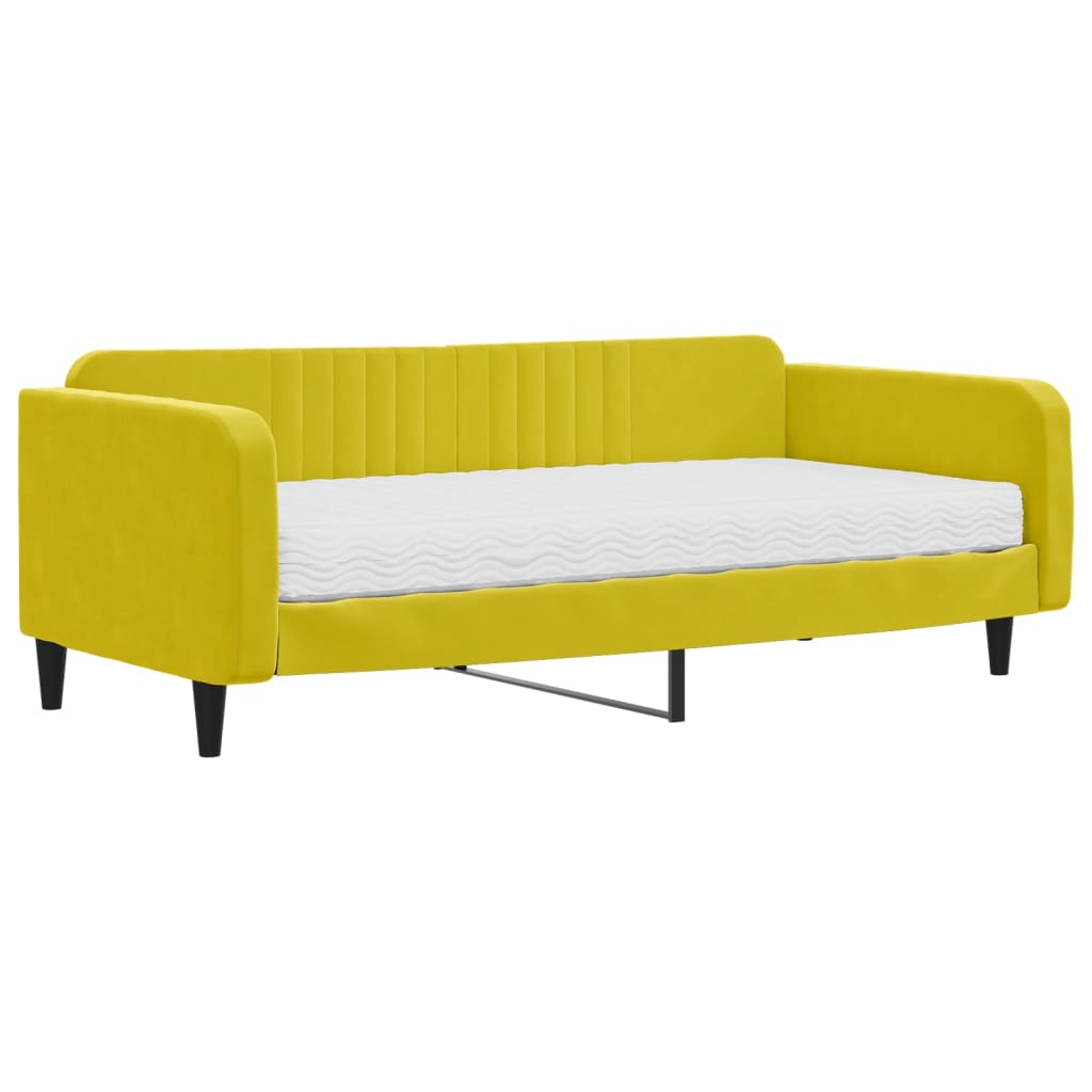 daybed med madras 100x200 cm velour gul