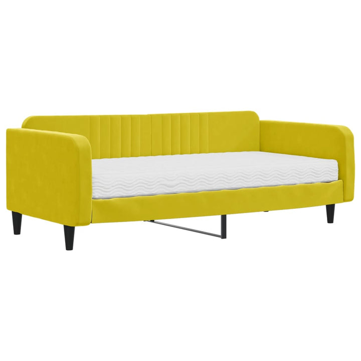 daybed med madras 100x200 cm velour gul