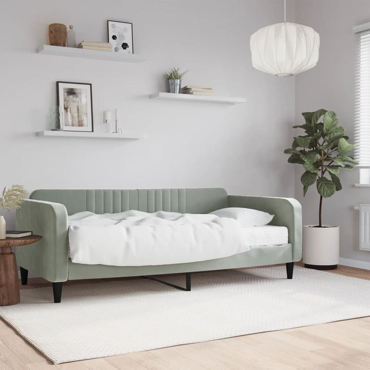 daybed med madras 90x190 cm velour lysegrå
