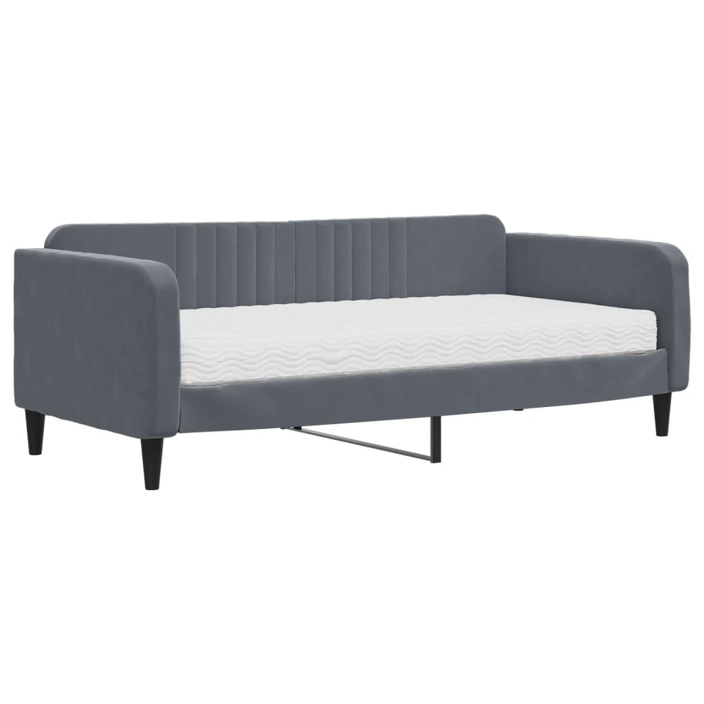 daybed med madras 90x190 cm velour mørkegrå