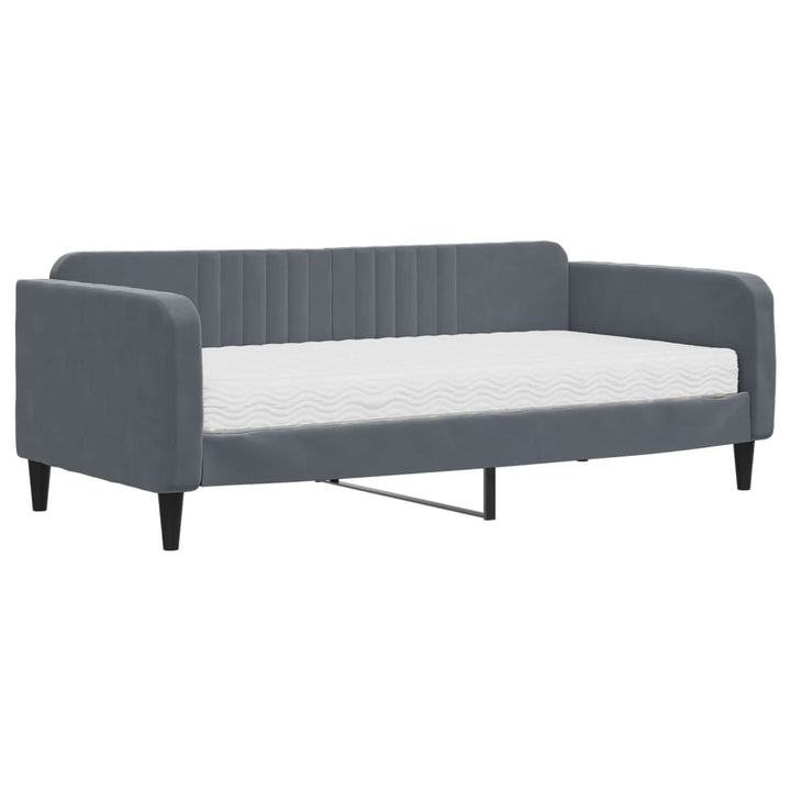 daybed med madras 90x190 cm velour mørkegrå
