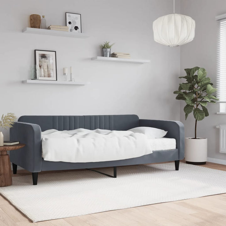 daybed med madras 90x190 cm velour mørkegrå