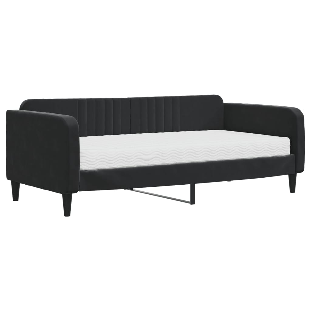 daybed med madras 90x190 cm velour sort