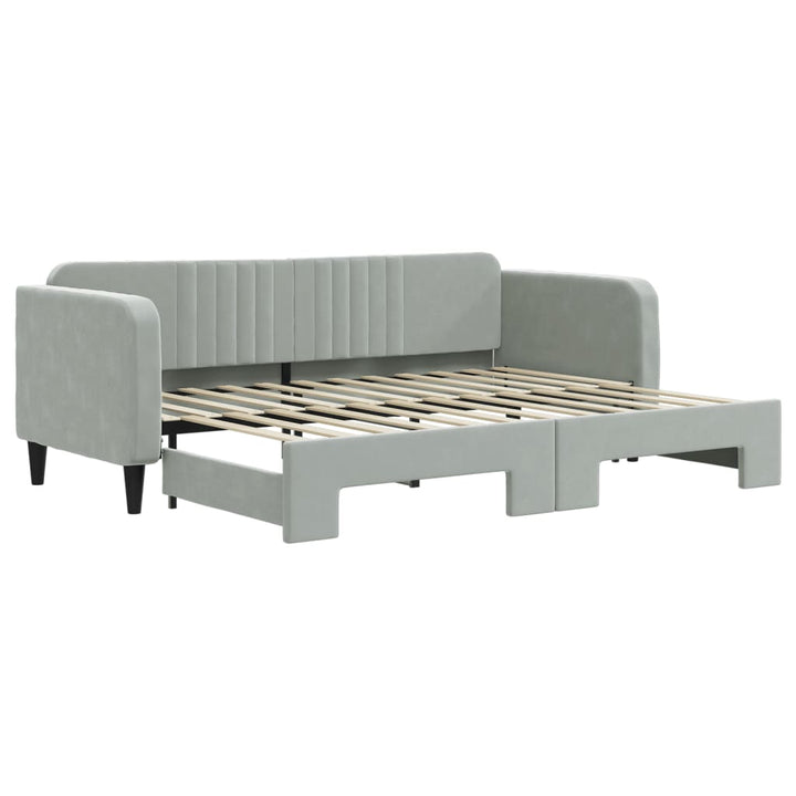 daybed med udtræk 80x200 cm velour lysegrå