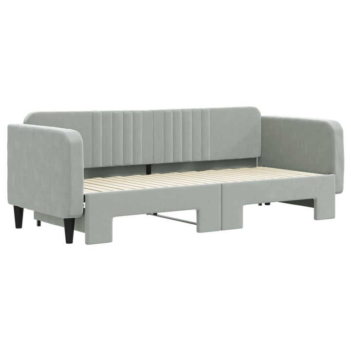daybed med udtræk 80x200 cm velour lysegrå