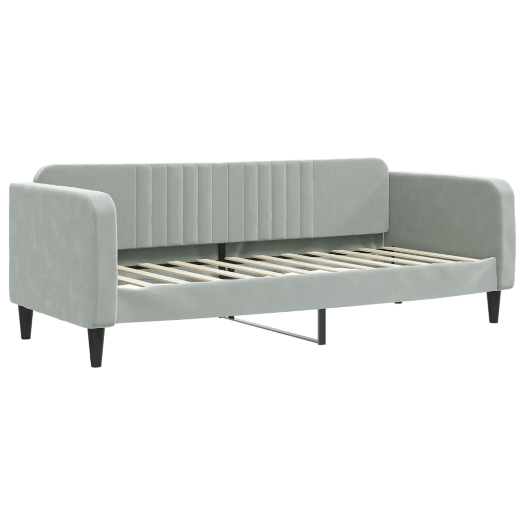 daybed med udtræk 80x200 cm velour lysegrå