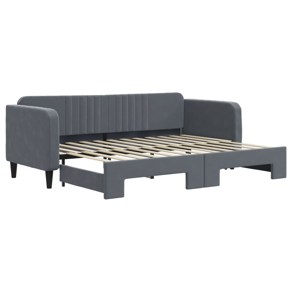 daybed med udtræk 80x200 cm velour mørkegrå