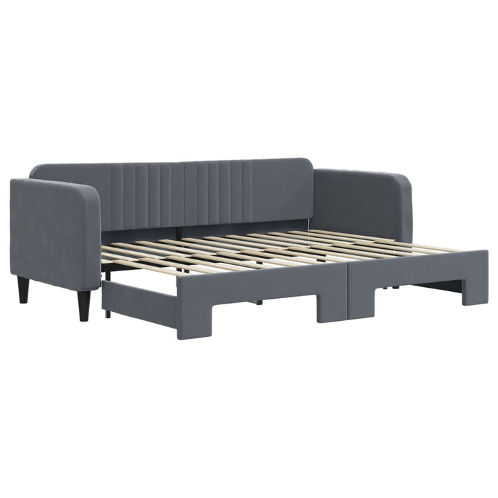 daybed med udtræk 80x200 cm velour mørkegrå
