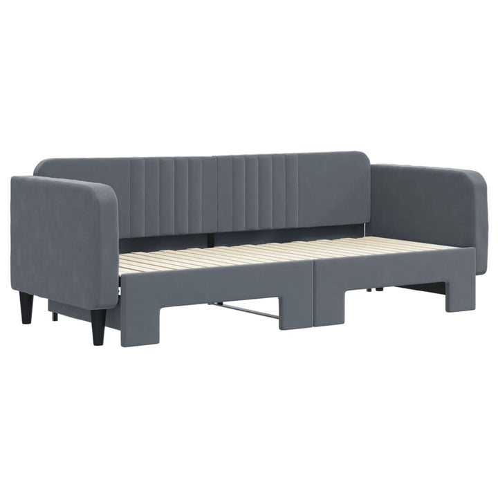 daybed med udtræk 80x200 cm velour mørkegrå