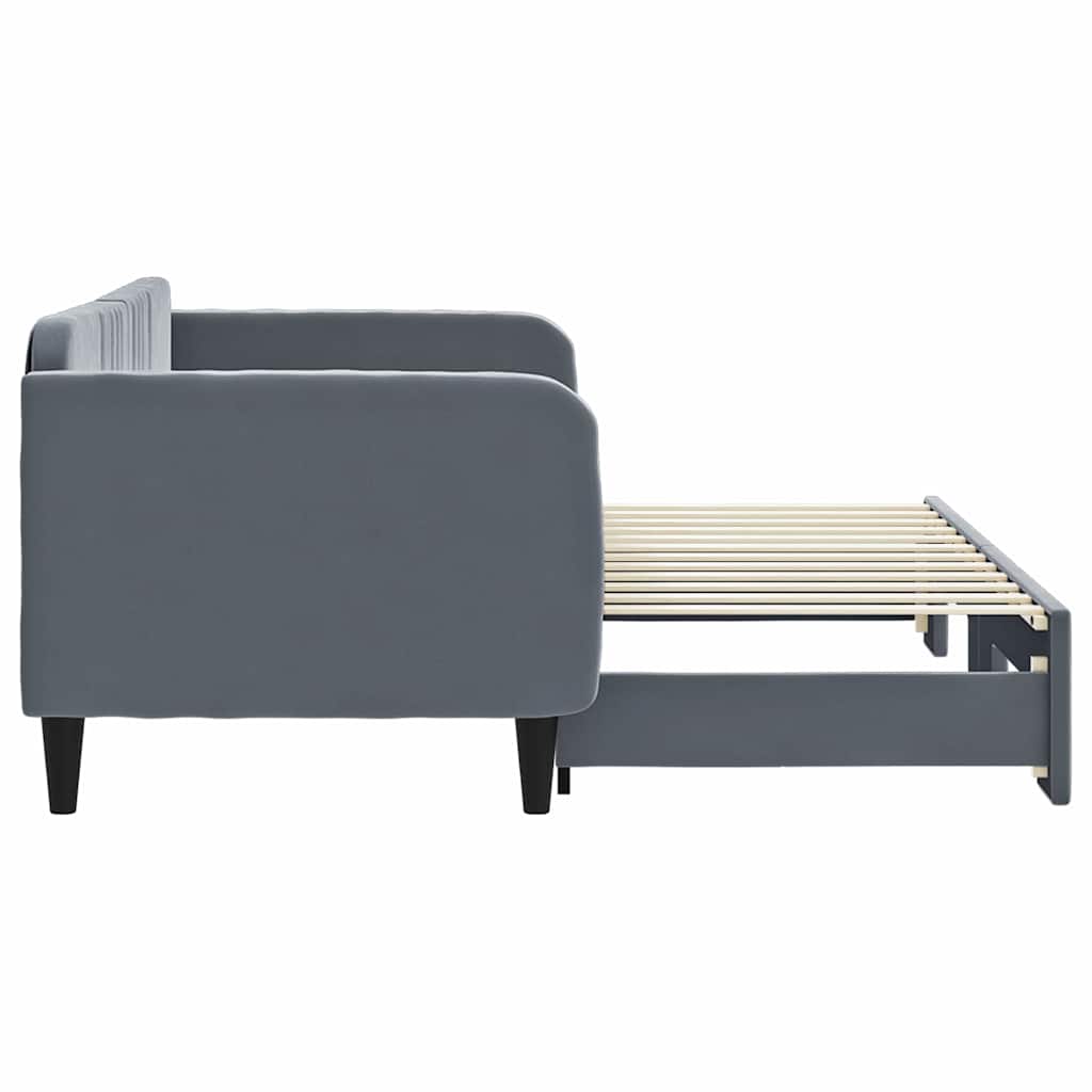 daybed med udtræk 80x200 cm velour mørkegrå
