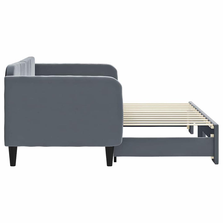 daybed med udtræk 80x200 cm velour mørkegrå