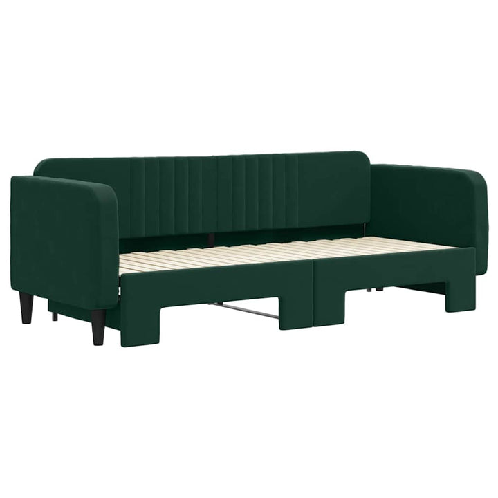 daybed med udtræk 80x200 cm velour mørkegrøn