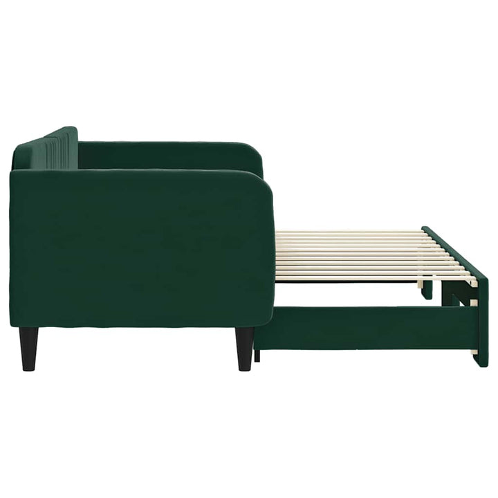 daybed med udtræk 80x200 cm velour mørkegrøn
