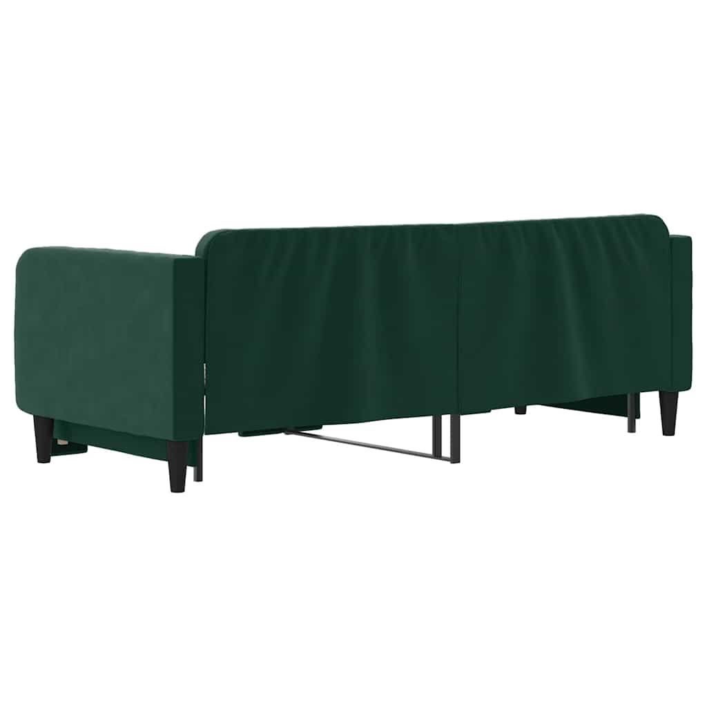 daybed med udtræk 80x200 cm velour mørkegrøn