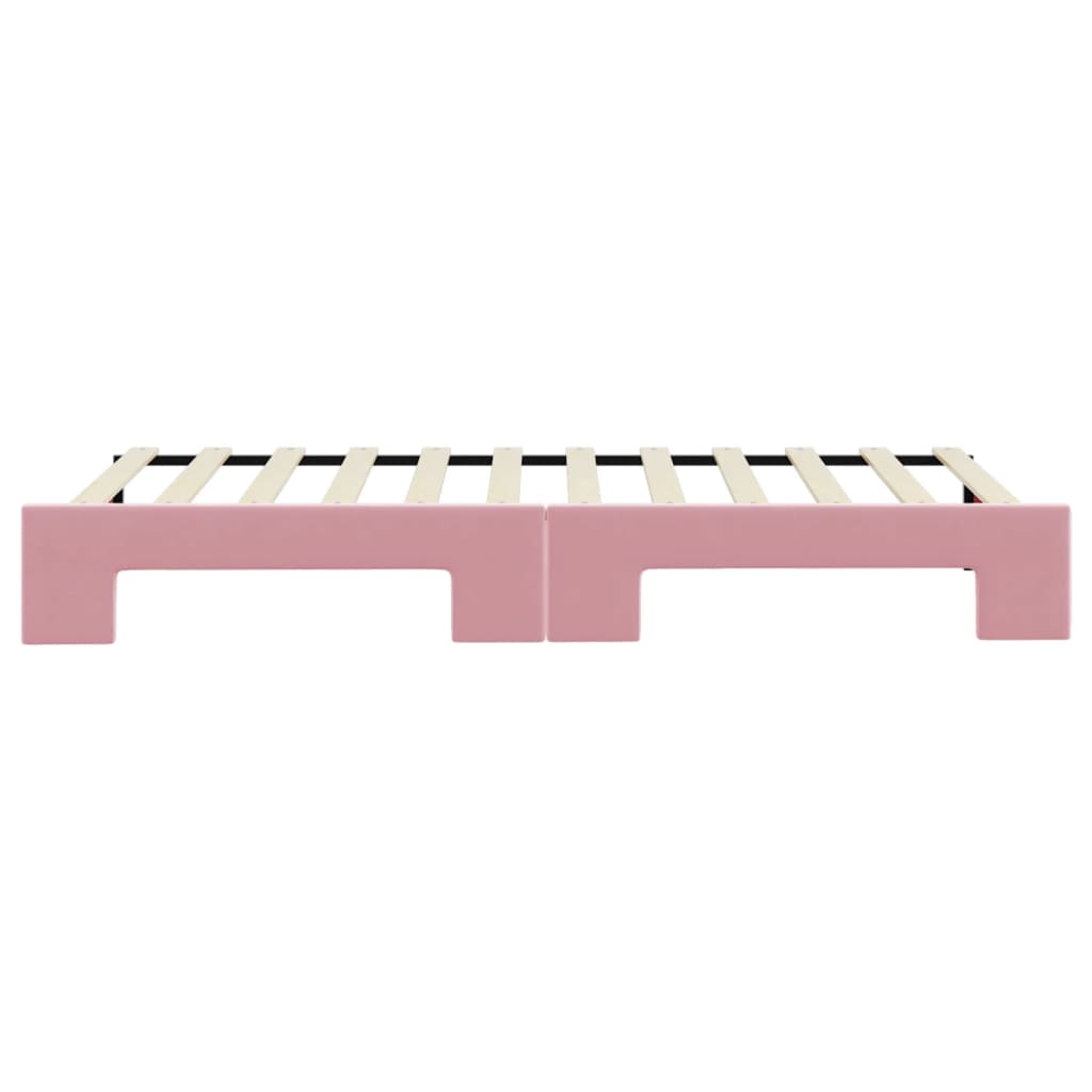 daybed med udtræk 80x200 cm velour lyserød