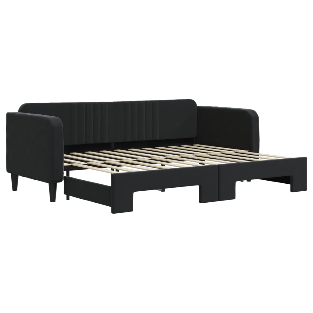 daybed med udtræk 80x200 cm velour sort