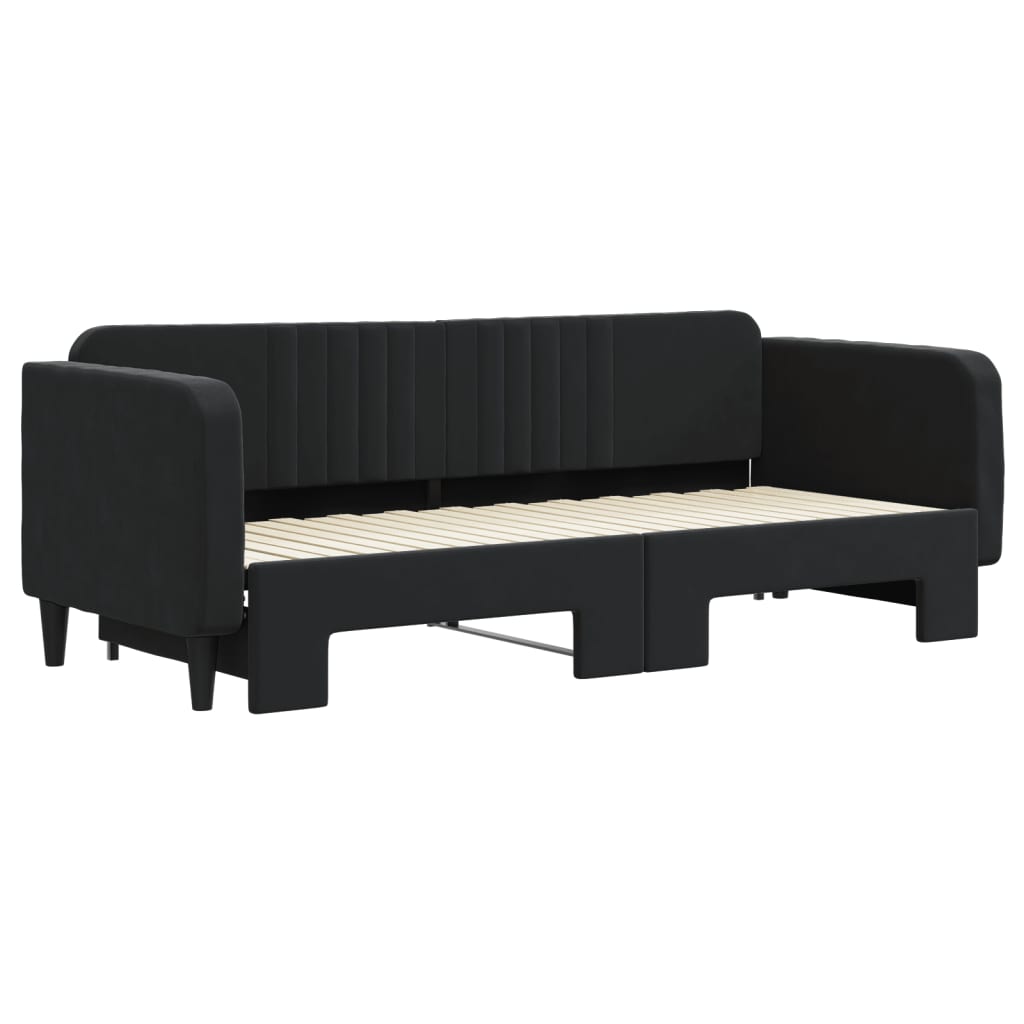 daybed med udtræk 80x200 cm velour sort