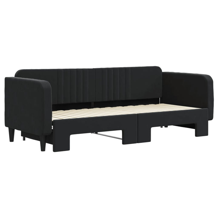 daybed med udtræk 80x200 cm velour sort
