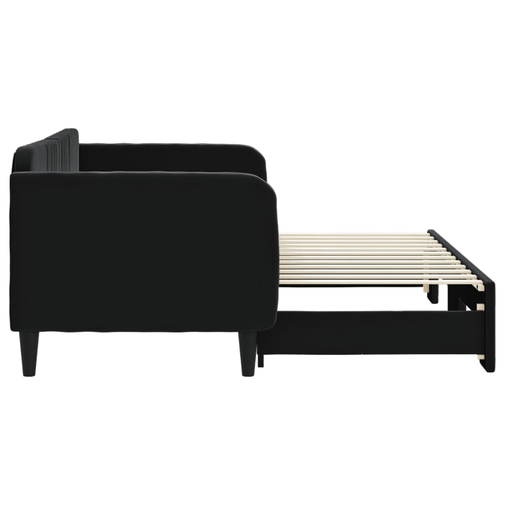 daybed med udtræk 80x200 cm velour sort