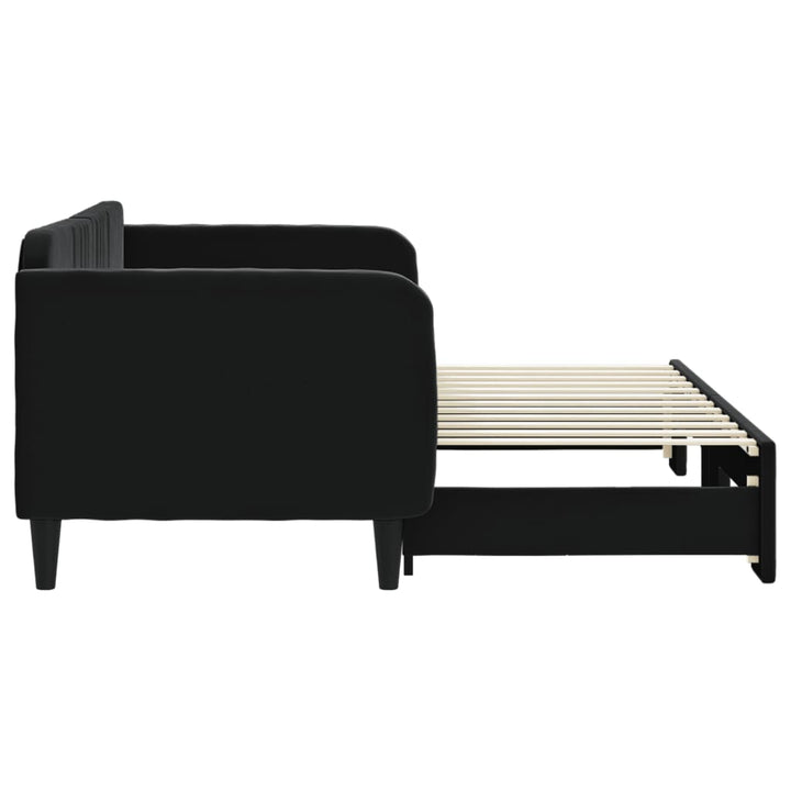 daybed med udtræk 80x200 cm velour sort