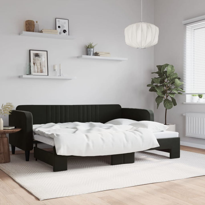 daybed med udtræk 80x200 cm velour sort