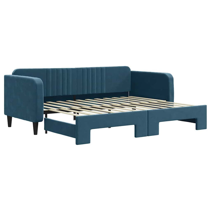 daybed med udtræk 90x200 cm velour blå