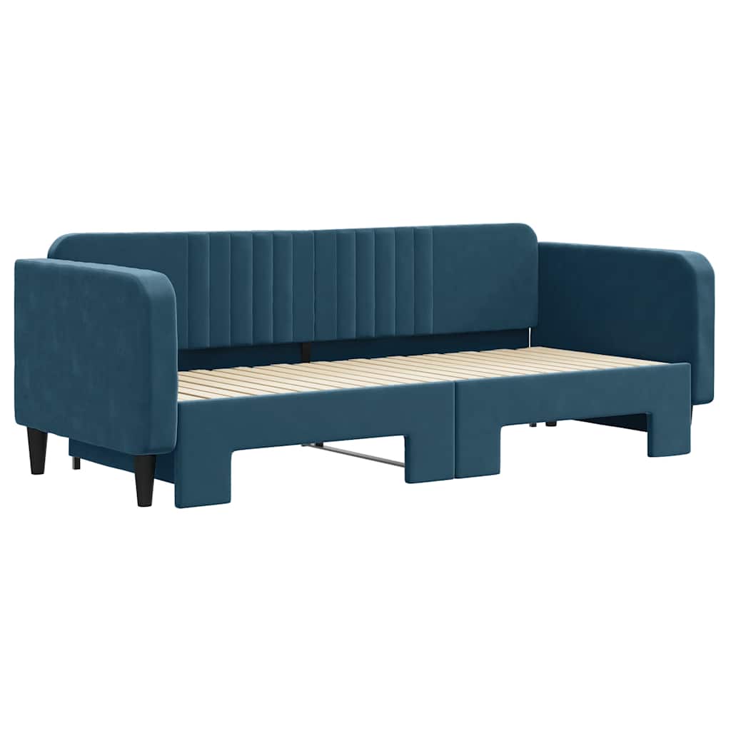 daybed med udtræk 90x200 cm velour blå