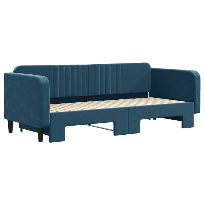 daybed med udtræk 90x200 cm velour blå