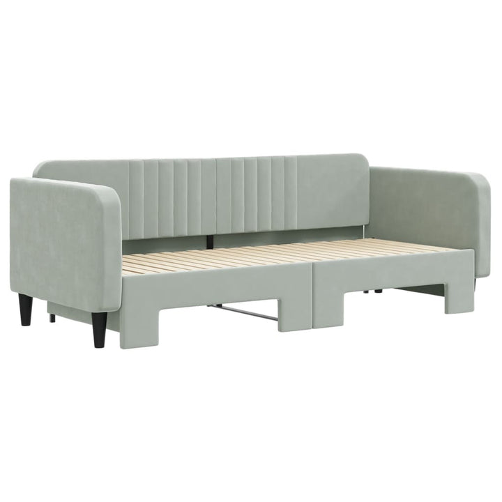 daybed med udtræk 90x200 cm velour lysegrå