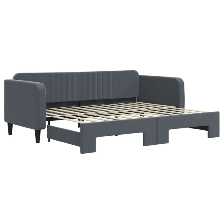 daybed med udtræk 90x200 cm velour mørkegrå
