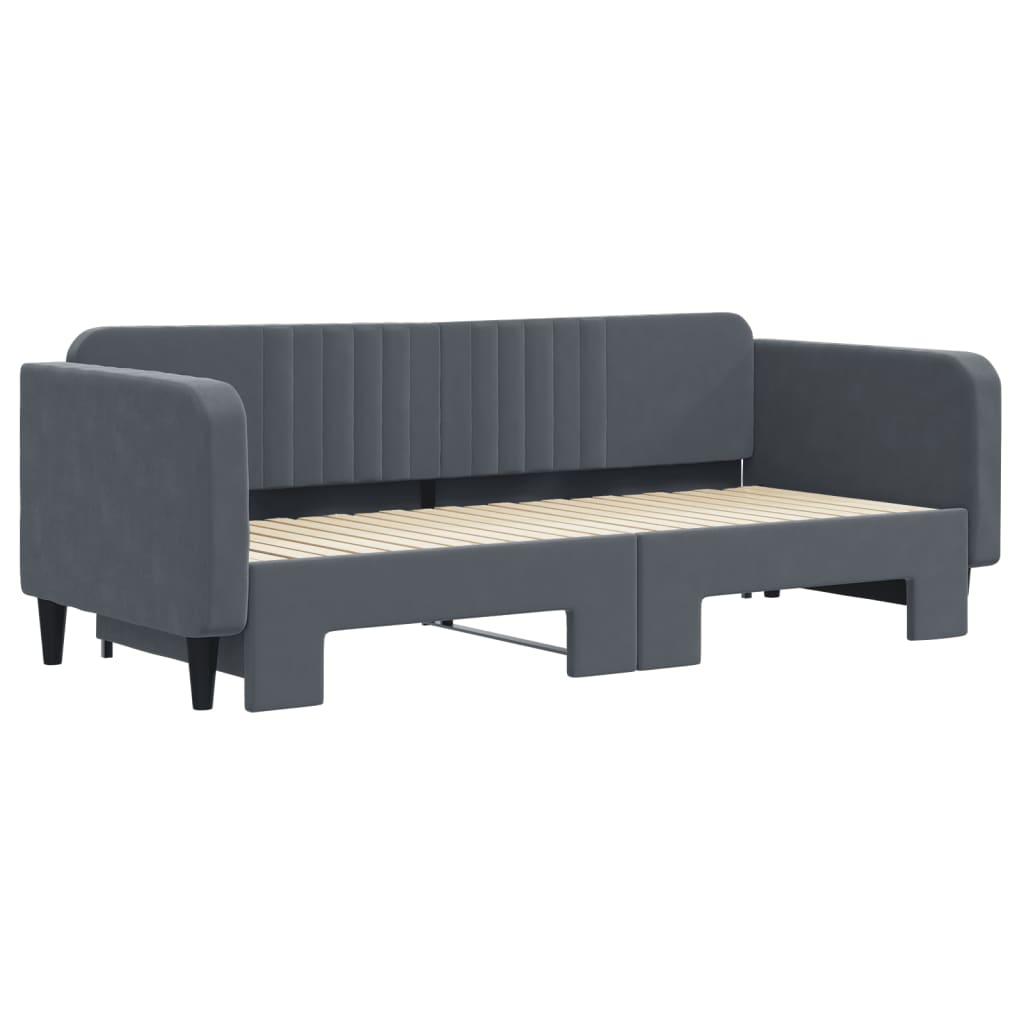 daybed med udtræk 90x200 cm velour mørkegrå