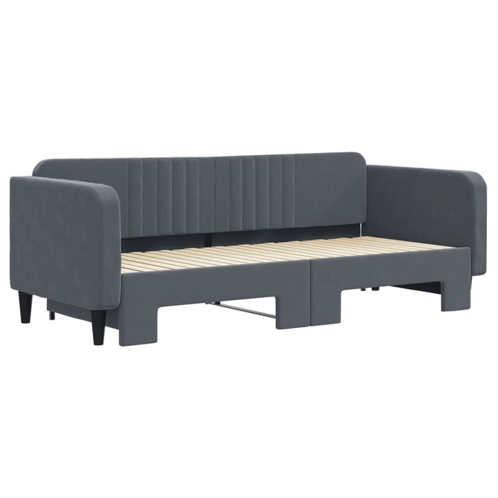 daybed med udtræk 90x200 cm velour mørkegrå