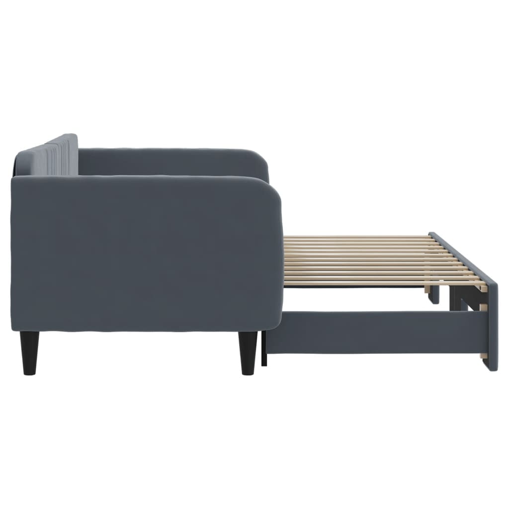 daybed med udtræk 90x200 cm velour mørkegrå