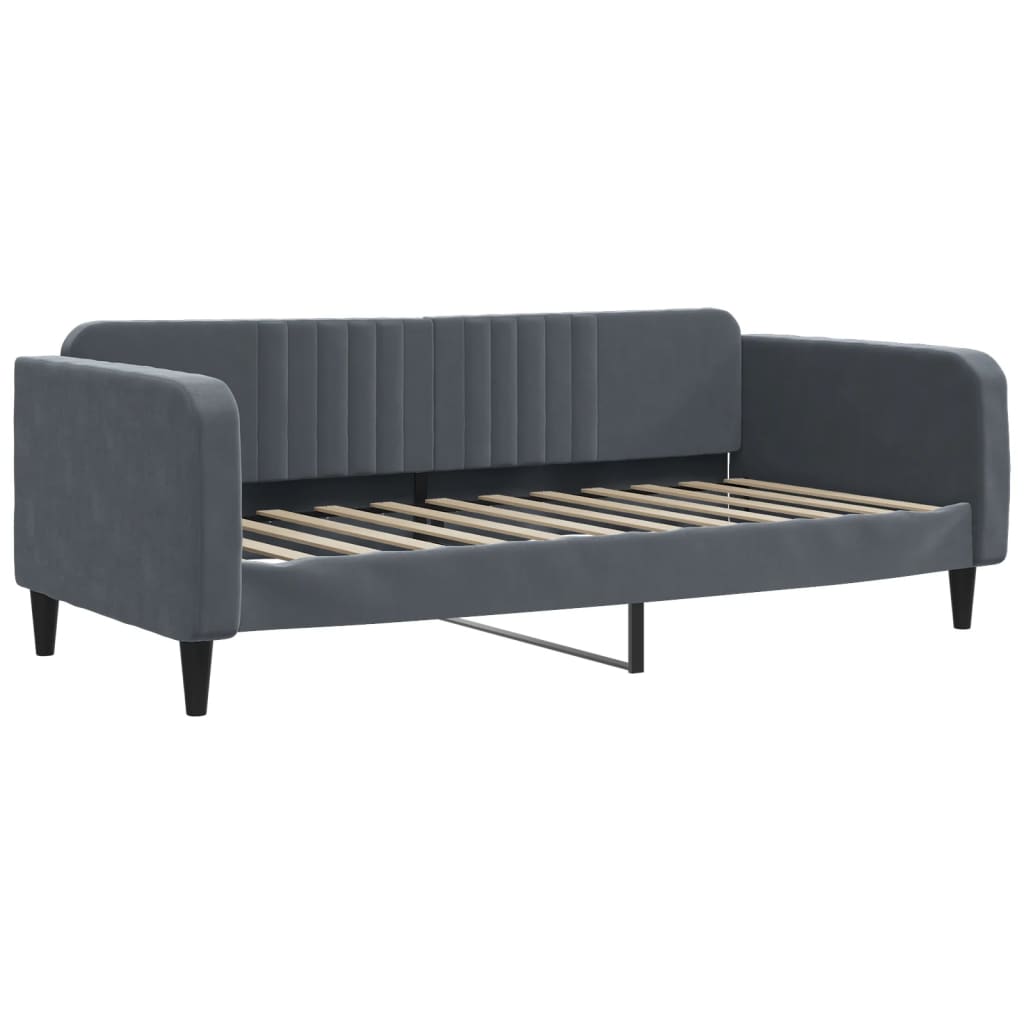 daybed med udtræk 90x200 cm velour mørkegrå