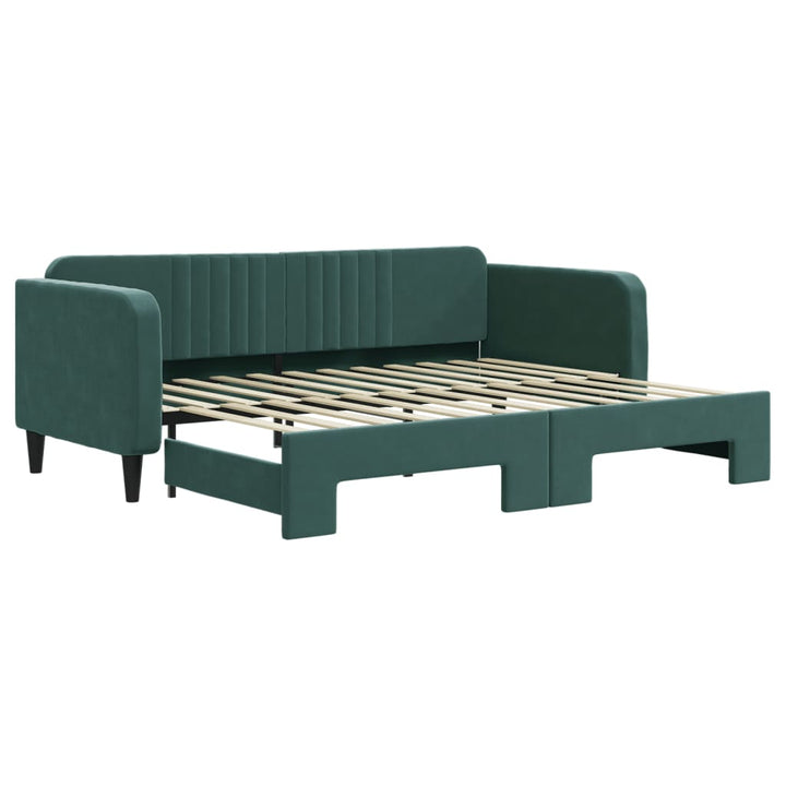 daybed med udtræk 90x200 cm velour mørkegrøn