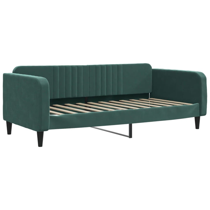 daybed med udtræk 90x200 cm velour mørkegrøn