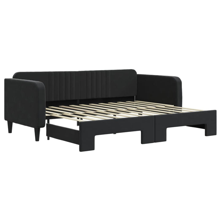 daybed med udtræk 90x200 cm velour sort