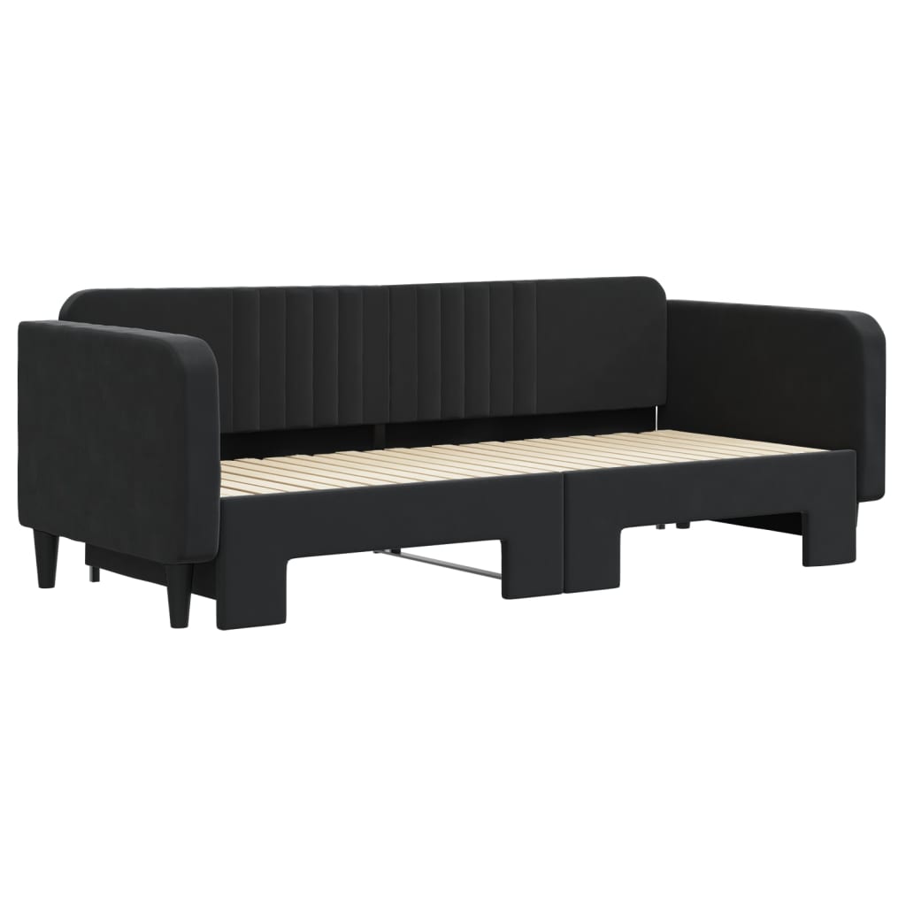 daybed med udtræk 90x200 cm velour sort